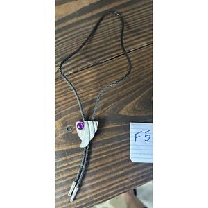 Vintage MCM Purple Tribal Large Bolo Tie Folk Art